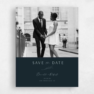 Darkest Teal, Blue Wedding Save the Date - Avila Portrait