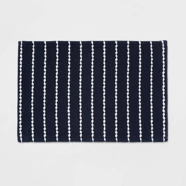 20"x30" Performance Plus Bath Mat Striped Navy - Threshold™