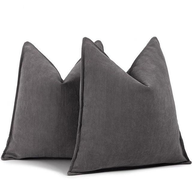ZWJD Rustic Gray Pillow Covers 20x20 Set of 2 Chenille Pillow Covers with Elegant Design Soft and Luxurious Decorative Throw Pillows for Couch, Bed, and Home Decor