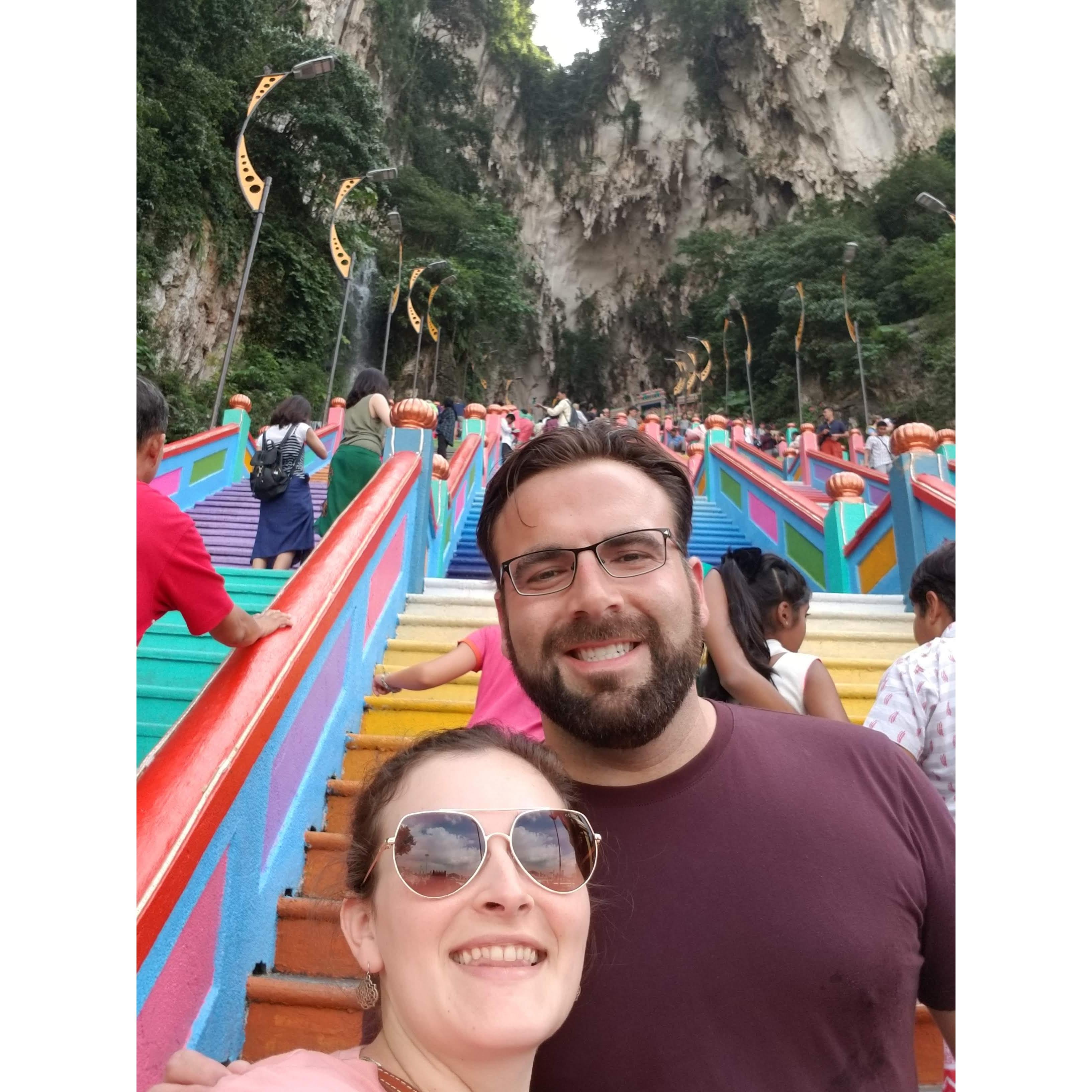 Climbing the 300+ steps to the Hindu Temple at Batu Caves in Kuala Lumpur, Malaysia. It was a trip of a life time - beware of the temple monkeys!!