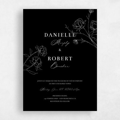 Black Wedding Invitation - Ingrid Portrait