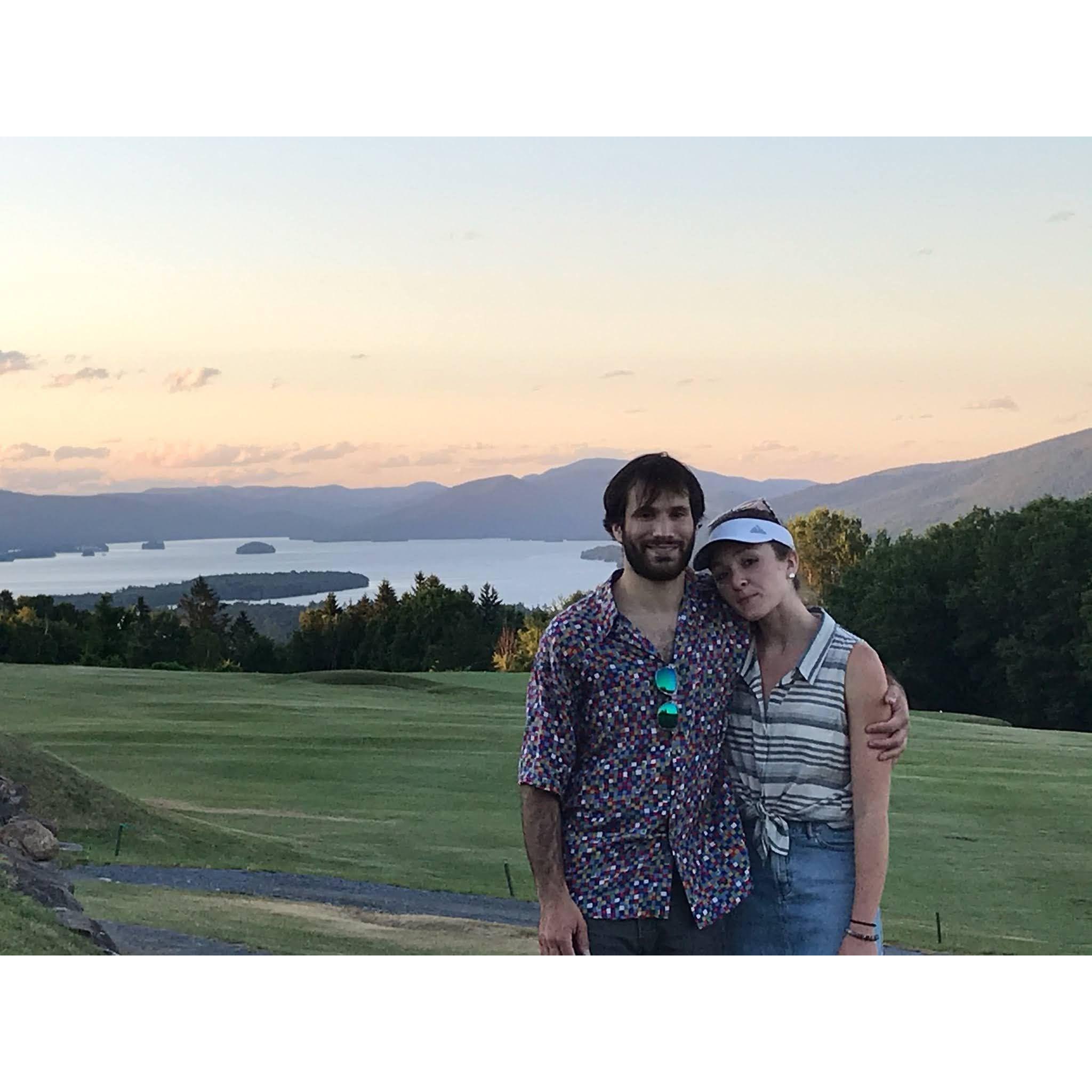 We golfed together (this is Top of the world in Lake George)