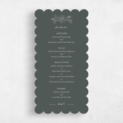 Green Scalloped Wedding Menu - Mauve