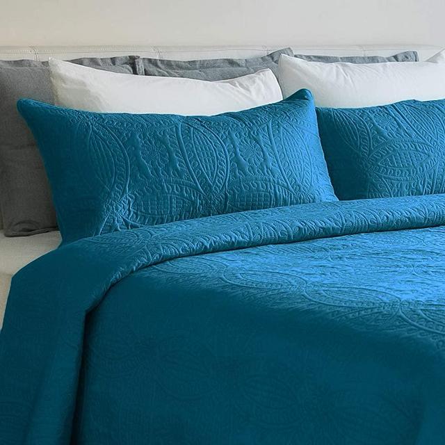 Mezzati Bedspread Coverlet Set Stunning Blue – Prestige Collection - Comforter Bedding Cover – Brushed Microfiber Bedding 3-Piece Quilt Set (King/Cal King, Stunning Blue)