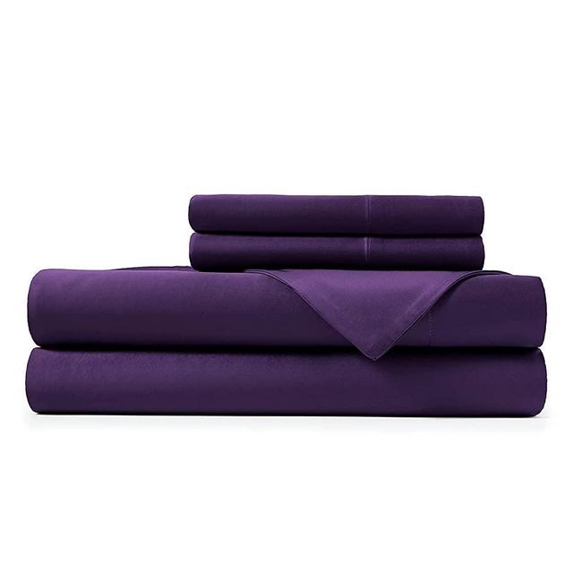 Hotel Sheets Direct 100% Bamboo Sheets - Full Size Sheet and Pillowcase Set - Cooling, 4-Piece Bedding Sets - Purple