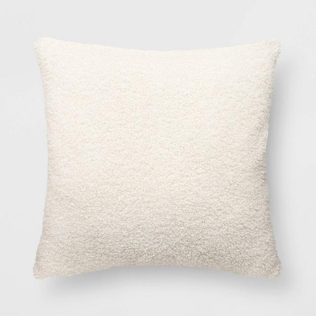 Oversized Teddy Boucle Square Throw Pillow Ivory - Threshold™