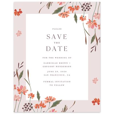 Pink Spring Wedding Digital Save the Date - Alires Portrait