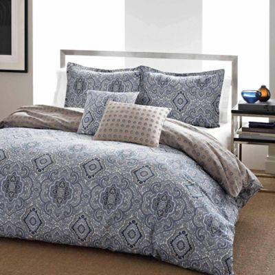 City Scene Milan Reversible King Duvet Cover Set in Blue
