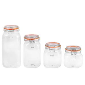 Oggi 4-Piece Glass Canister Set with Clamp Lids