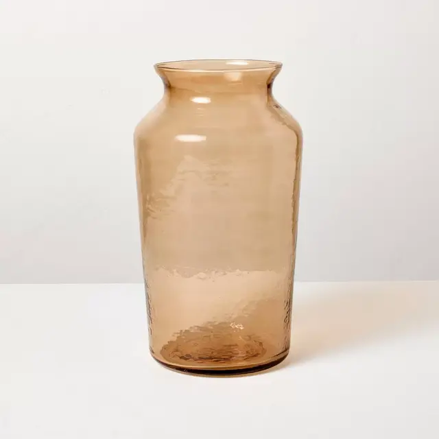14" Tan Glass Decorative Flower Vase - Hearth & Hand™ with Magnolia