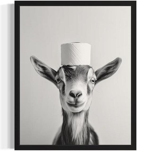 Goat 1 Bathroom Wall Art Print Poster, Animal Restroom Decor Posters Prints Home Picture Painting Artwork Gallery 9 (Goat 1, 16 x 20 inches, Unframed)