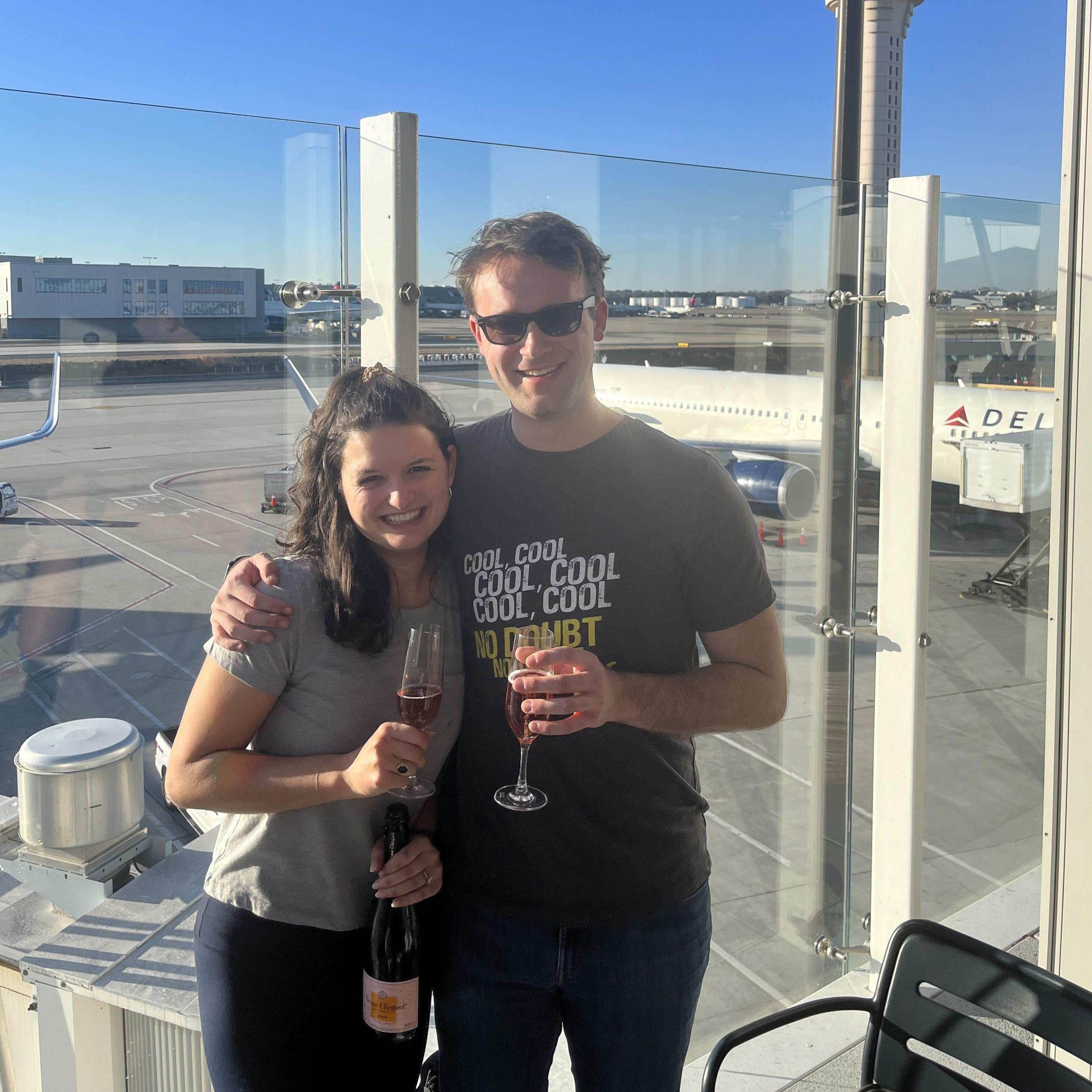 Celebrating our engagement in our favorite Delta Skyclub
