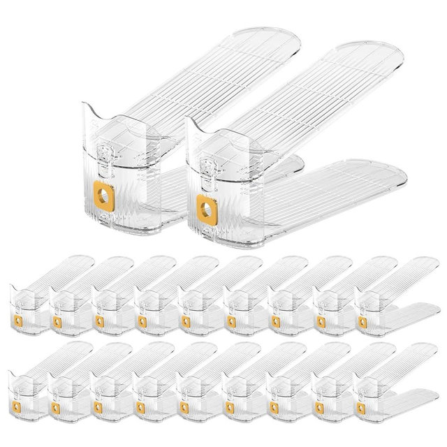 CiBiZi Clear Shoe Slots Organizers Shoes Stacker Organizer for Closet Shoe Stackers for a Pair of Shoes Shoe Display Shelf Organizador de Zapatos Shoe Rack Holders Space Saver Clear 20PACK