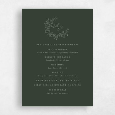 Green Simple Wedding Program - Sequoia