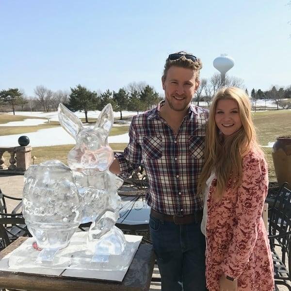 Taking the ice sculpture from the restaurant.. Evans nick name of "Ice Man" began!