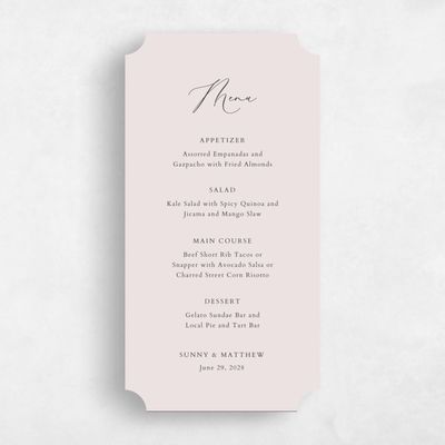 Beige Ticket Wedding Menu - Niligan