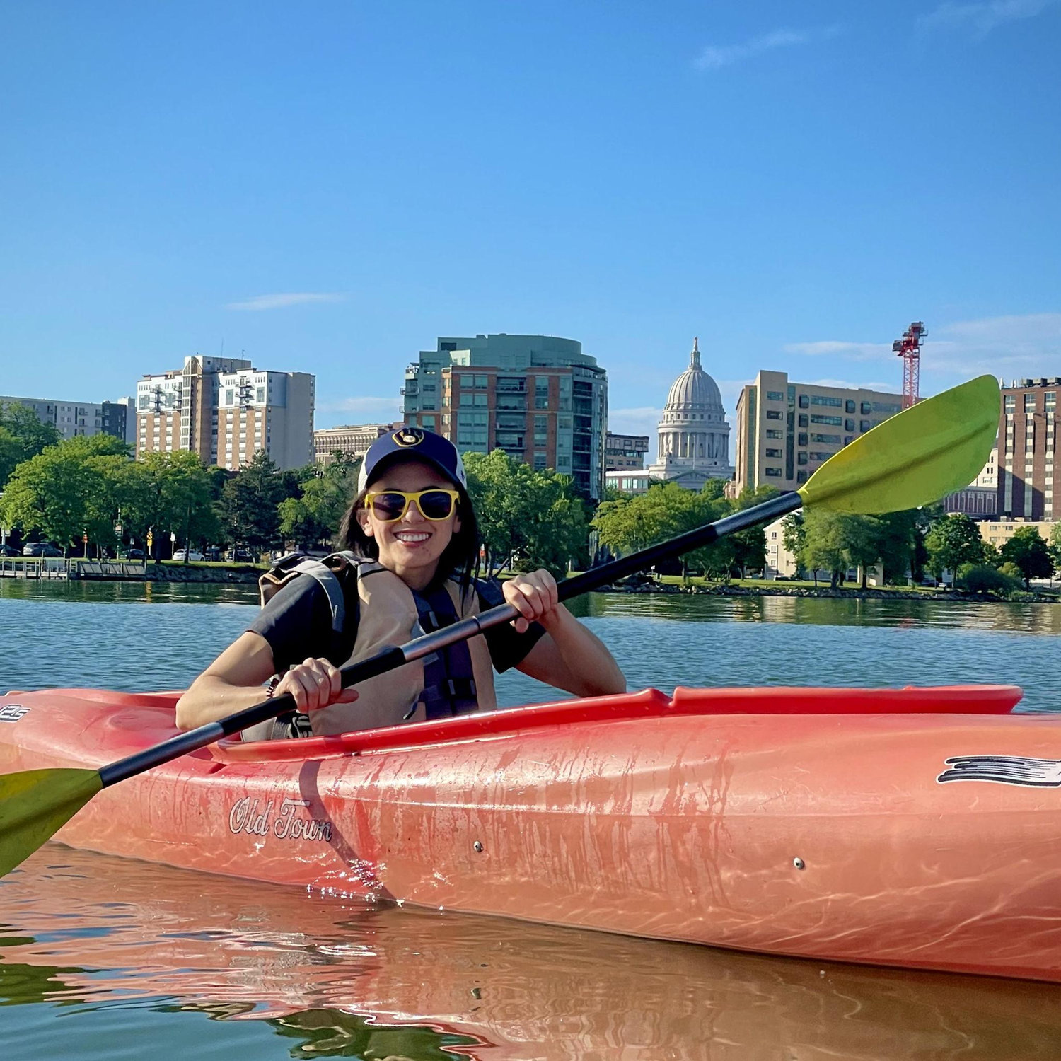 Tati's first time kayaking in Madison.