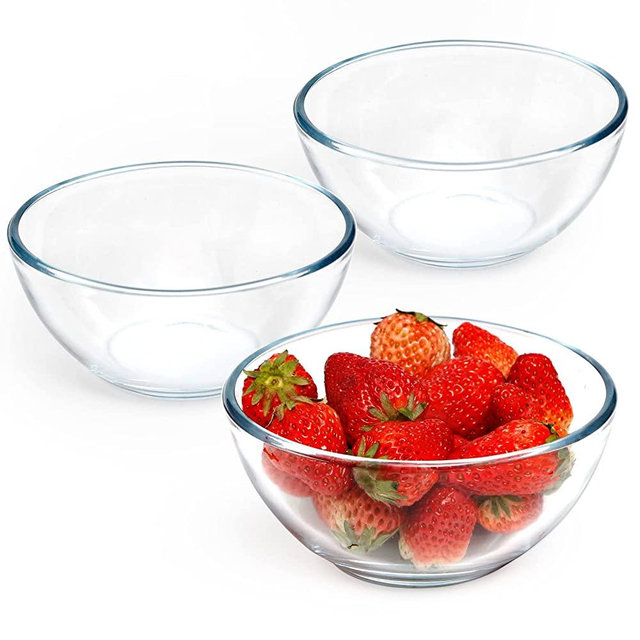 NUTRIUPS Glass Bowl Glass Mixing Bowls Set Glass Salad Bowls Glass Bowls Glass Mixing Bowls Microwave Safe Clear Glass Bowls for Mixing, Storing, Preparing Round Bowl (5 inch)