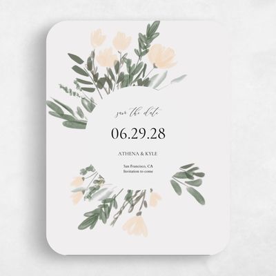 Grey Rounded Wedding Save the Date - Oaklyn Portrait