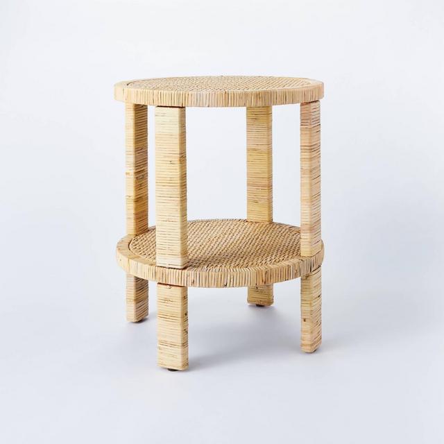 Costa Mesa Round Rattan Wrapped Accent Table Tan - Threshold™ designed with Studio McGee