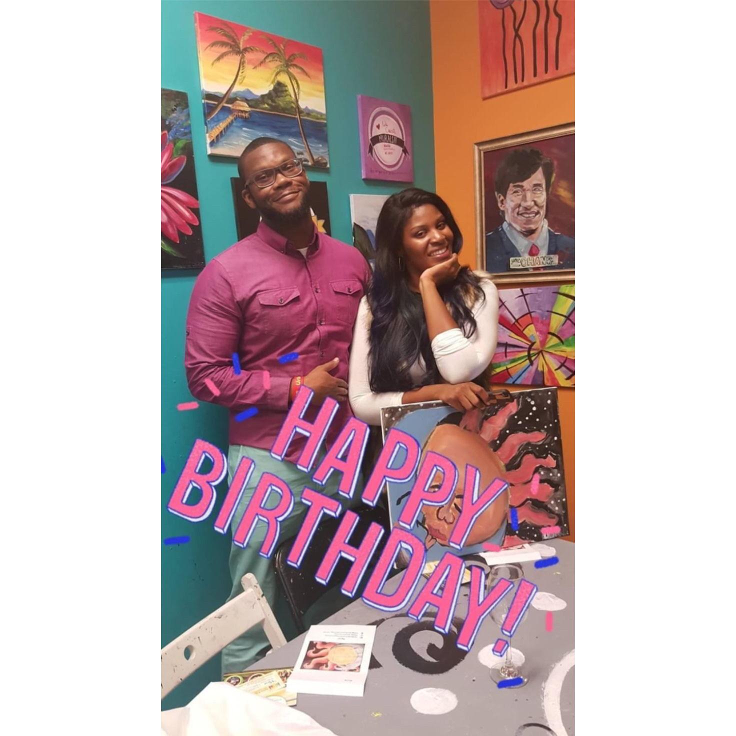 Now, this one means the world to me! ❤️ This was our first picture together. Along with our first paint and sip.