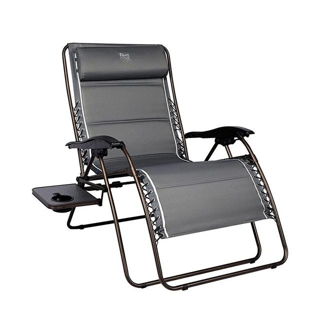 TIMBER RIDGE XXL Oversized Zero Gravity Chair, Full Padded Patio Lounger with Side Table, 28” Wide Reclining Lawn Chair, Support 500lbs(Gray)