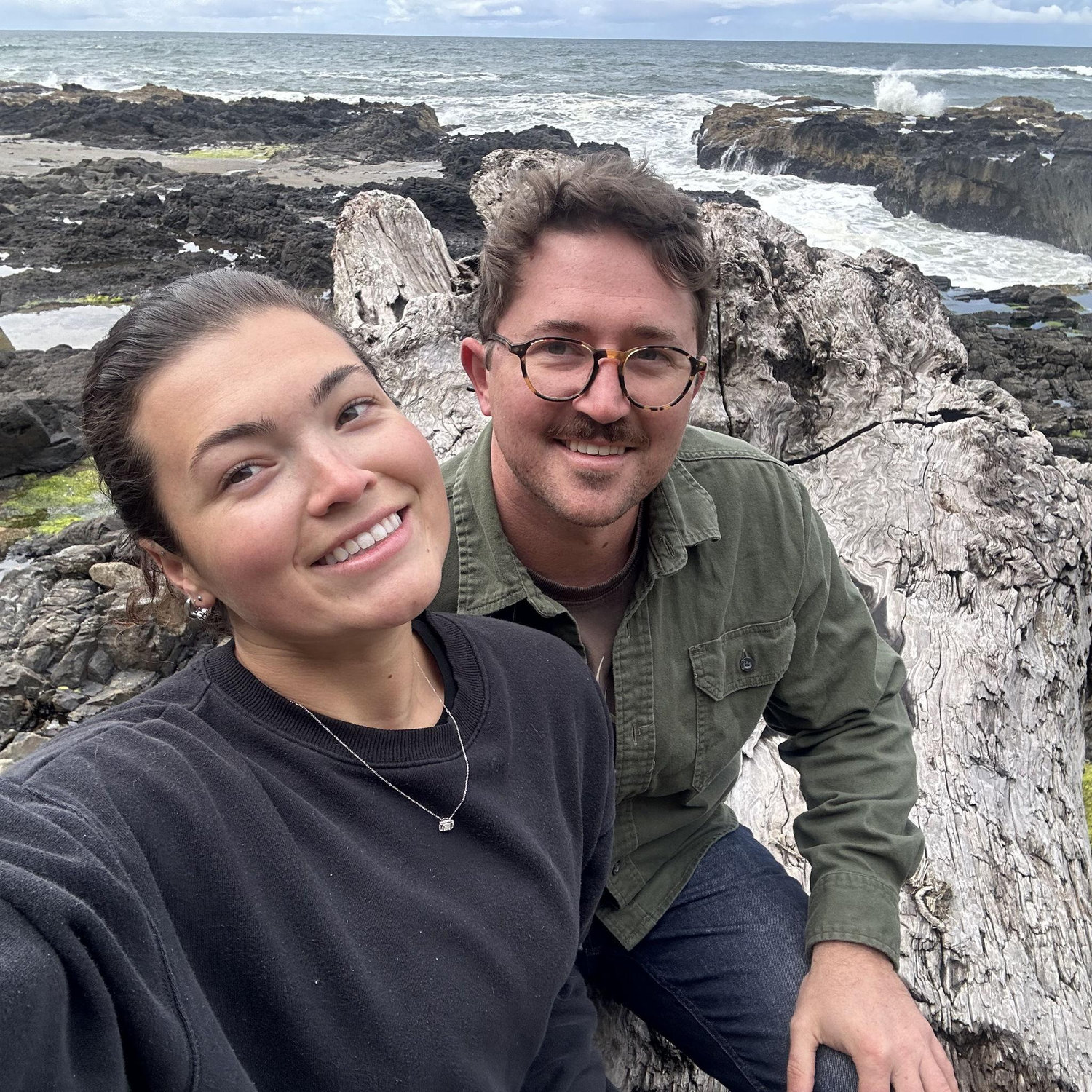 Our first photo together on our first trip together! Yachats, Oregon. 05/06/2024