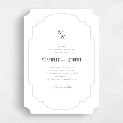 White Ticket Wedding Invitation - Marisol Portrait