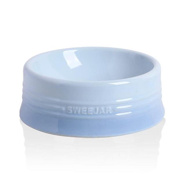 Sweejar Gradient Dog Bowl, Ceramic Dog Food Dish for Large Dogs and Large Cat, Porcelain Pet Bowl for Food and Water 32 oz (Gradient Light Blue)