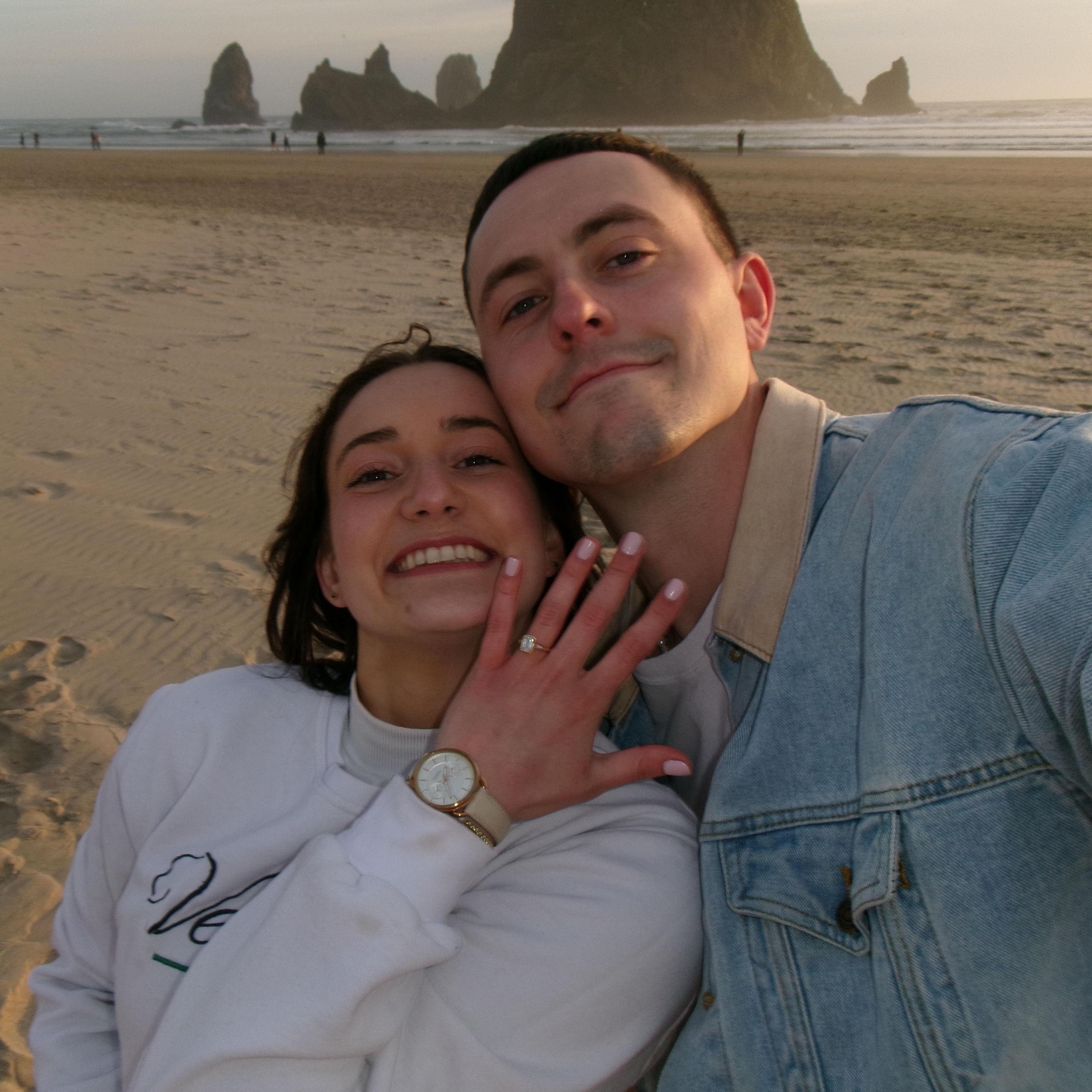 The selfie we sent to our friends and family to announce we got engaged!