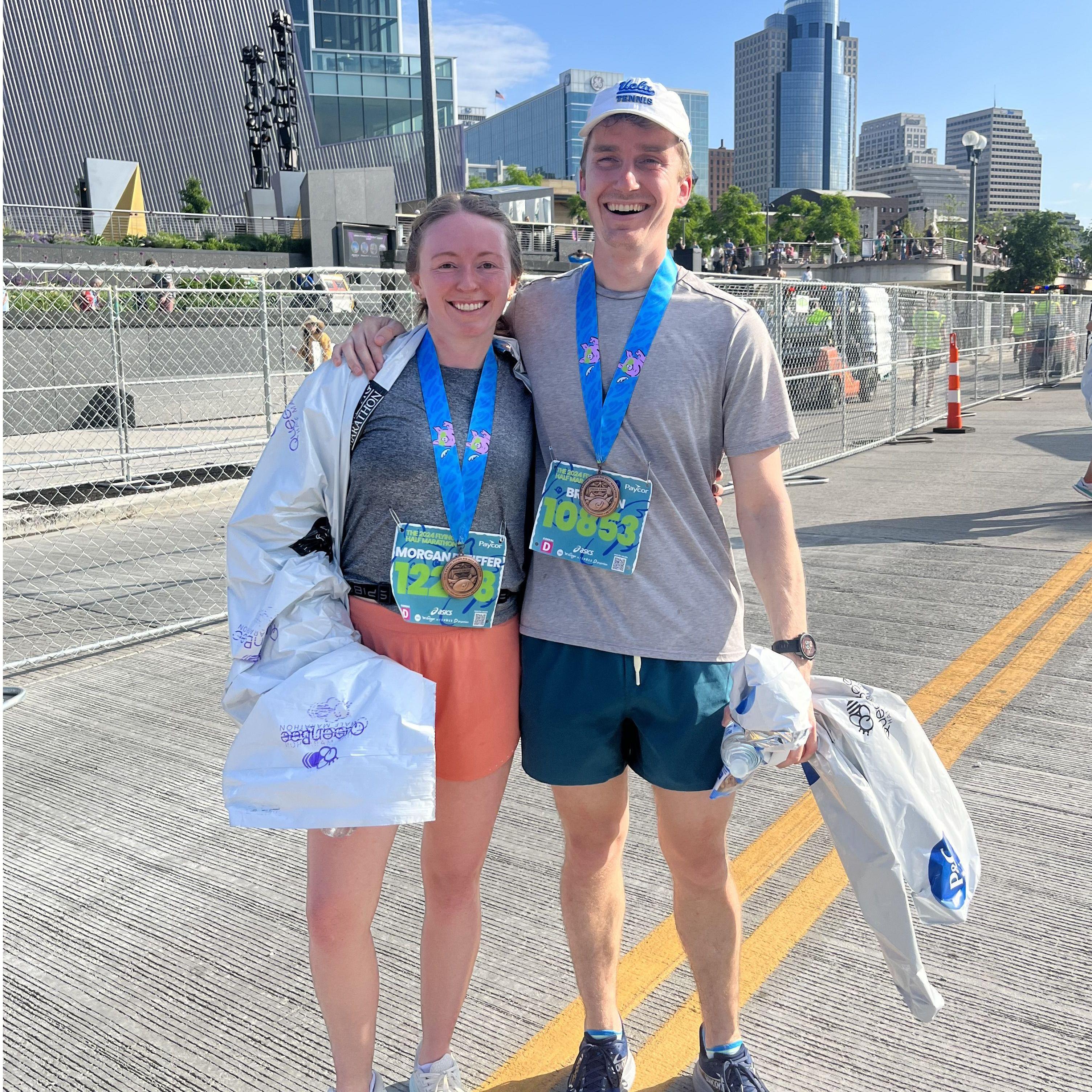 While we share many of the same hobbies, running is not one of them. Brandon swears he will NEVER run another half marathon with Morgan.