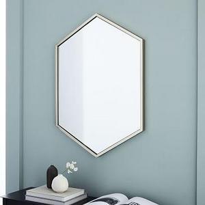 Metal Framed Hexagon Mirror