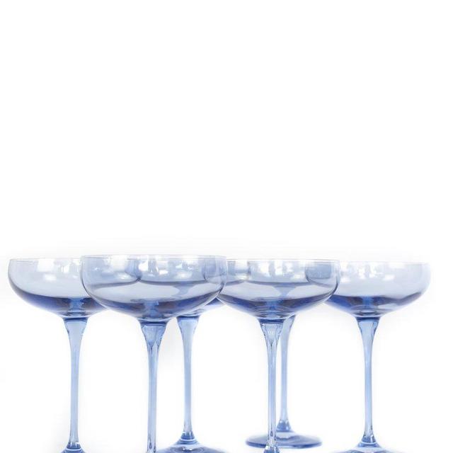 Estelle Colored Champagne Coupe Stemware - Set of 6 {Cobalt Blue}