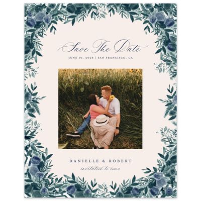 Dark Teal, Blue Wedding Digital Save the Date - Chai Photo