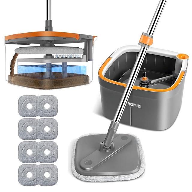 Mop and Bucket Set – Easy-to-use Spin Mop with Separate Dirty Water System, Deep-Cleaning Mops for Floors, Versatile Mops for Walls