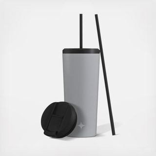 Vacuum Insulated Tumbler with Flip Lid & Straw