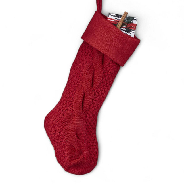 Personalization Mall Red Cozy Cable Knit Christmas Stocking