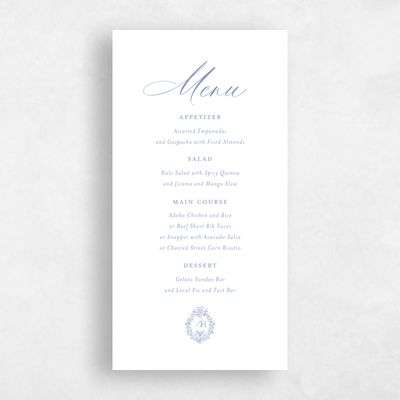 Denim Blue Wedding Menu - Lockwood