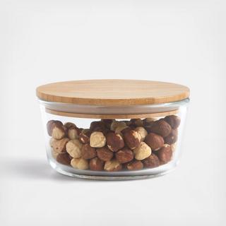 Round Glass Storage Container with Bamboo Lid