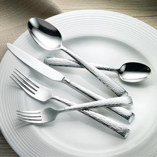 Brocade Hammered 45-Piece Flatware Set, Service for 8