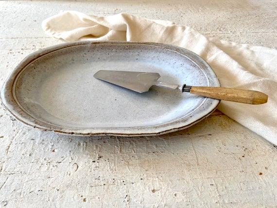 White platter, ceramic platter, pottery platter, serving tray, white tay, pottery tray, serving dish, white dinnerware, cake plate