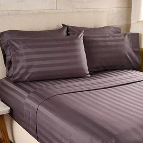 Northern Nights Wrinkle Defense Dobby Stripe Sheet Set - Color: Charcoal Grey; Size: Queen