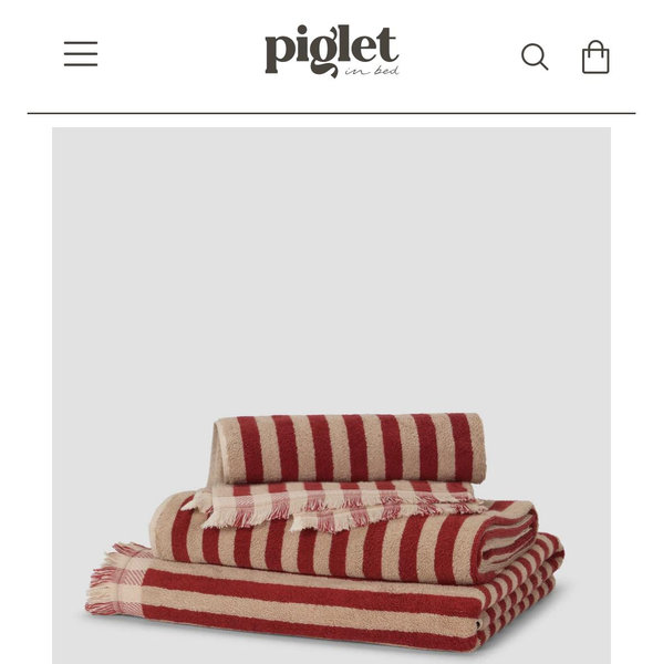 Sandstone Red Pembroke Stripe Cotton Towels