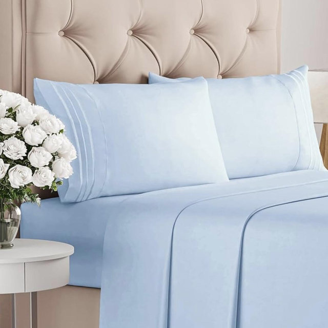 Queen 6 piece sheet set- sky blue