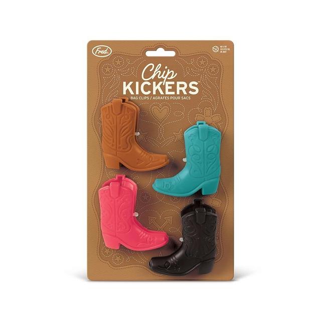 Genuine Fred CHIP KICKERS, Cowboy Boot Bag Clips, Set of 4, Western Themed, Durable Food Storage Clips, Keeps Food Fresh, Fun Kitchen Accessories