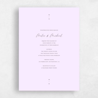 Light Lilac, Purple Wedding Invitation - Ivor Portrait