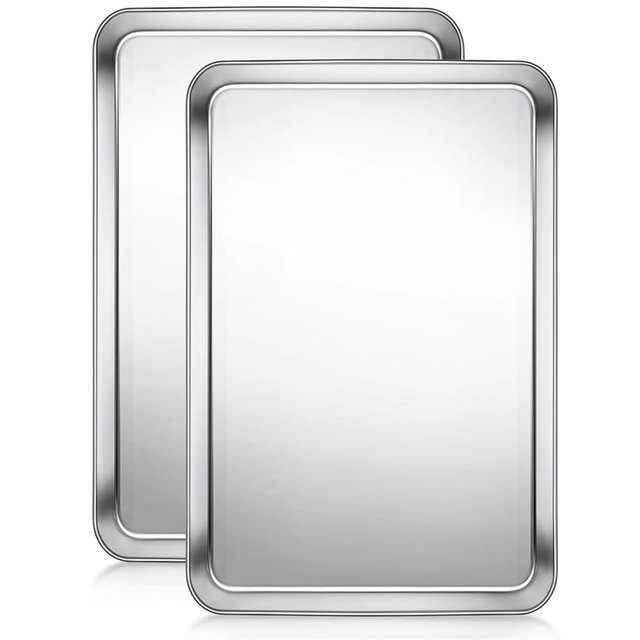Terlulu Baking Sheet, Cookie Sheet, Stainless Steel Baking Pan, 2 Piece-17.3''x 12.3'' x 1'', Half Sheet Pan for Oven, Baking Tray for Baking&Roasting, Nonstick&Nontoxic&Easy Clean
