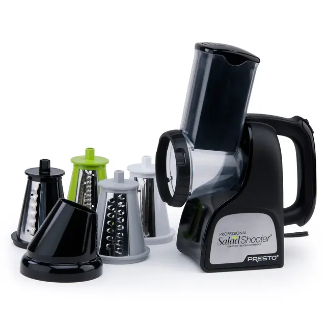 Presto Professional SaladShooter Electric Slicer, Shredder and Vegetable Grater for Meal Prepping Salads, Soups, Pizzas, Tacos, and Desserts with Ease