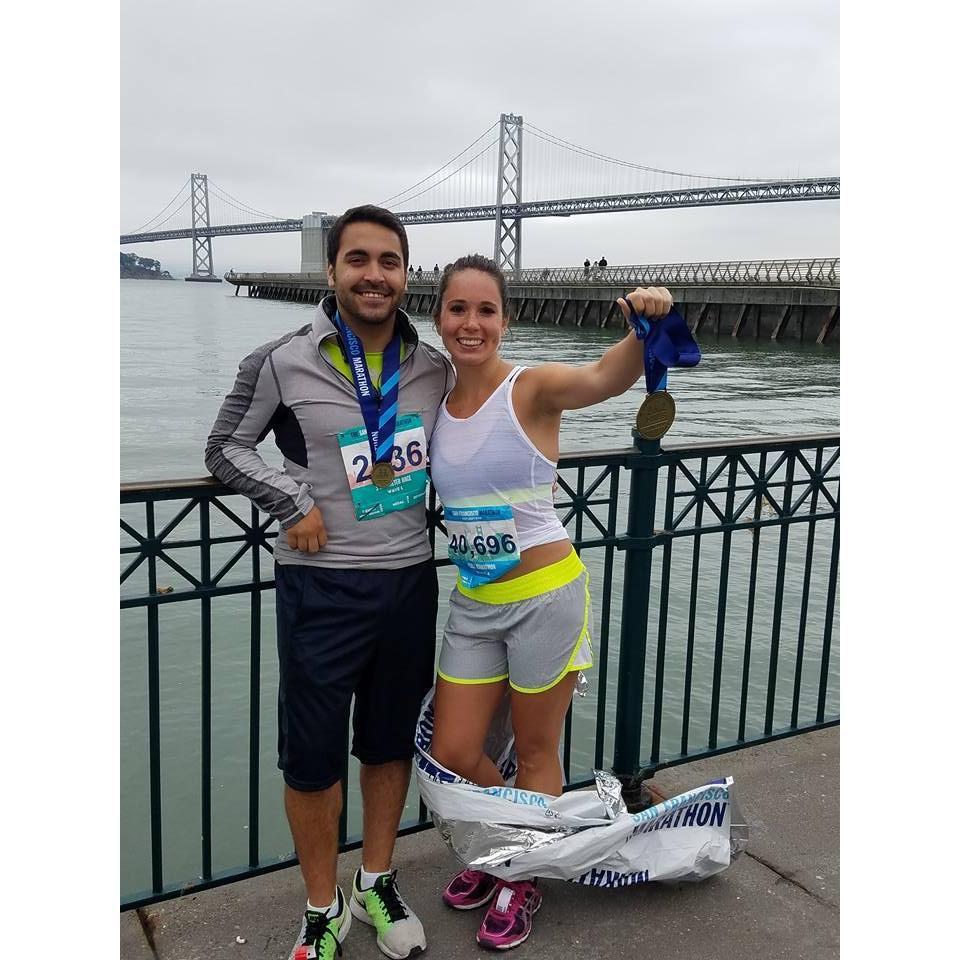 Hayley finishing the SF Marathon!......G did the 5k.