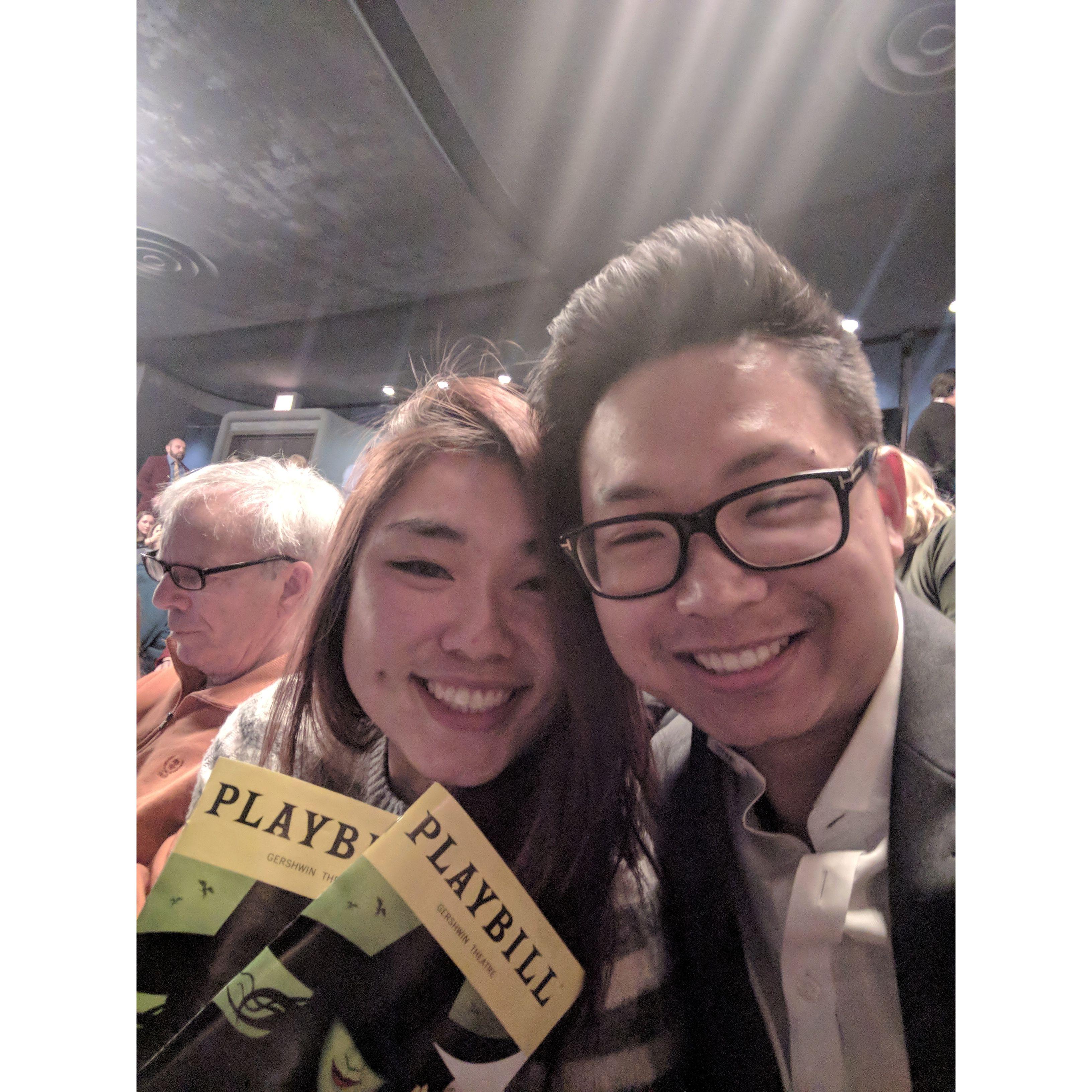 Our first broadway show together. Fun fact: We've never brought tickets at full price, it's always through lottery or Broadway week.